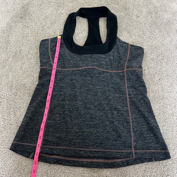 Lululemon Women's Razorback Athletic Tank Built in Bra Grey Black Size 12 - Picture 7 of 10